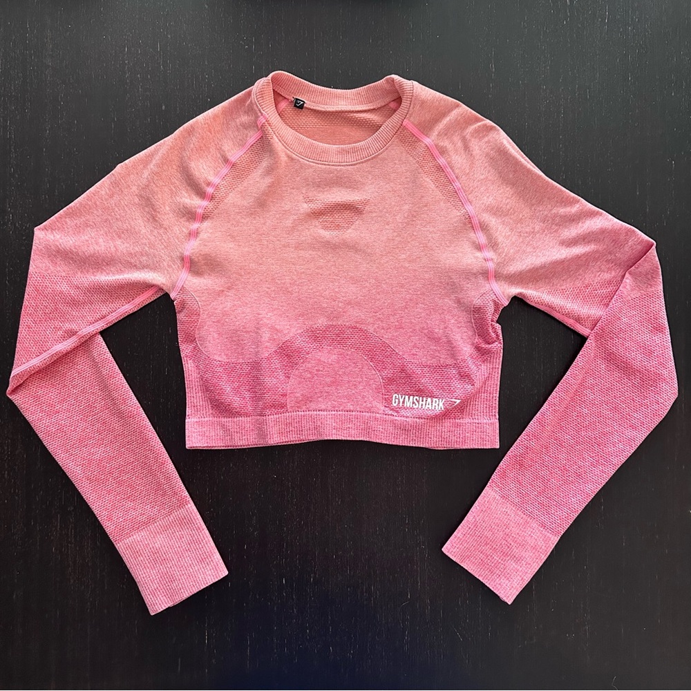 Gymshark Seamless Crop Top, Long Sleeve, Peach Coral